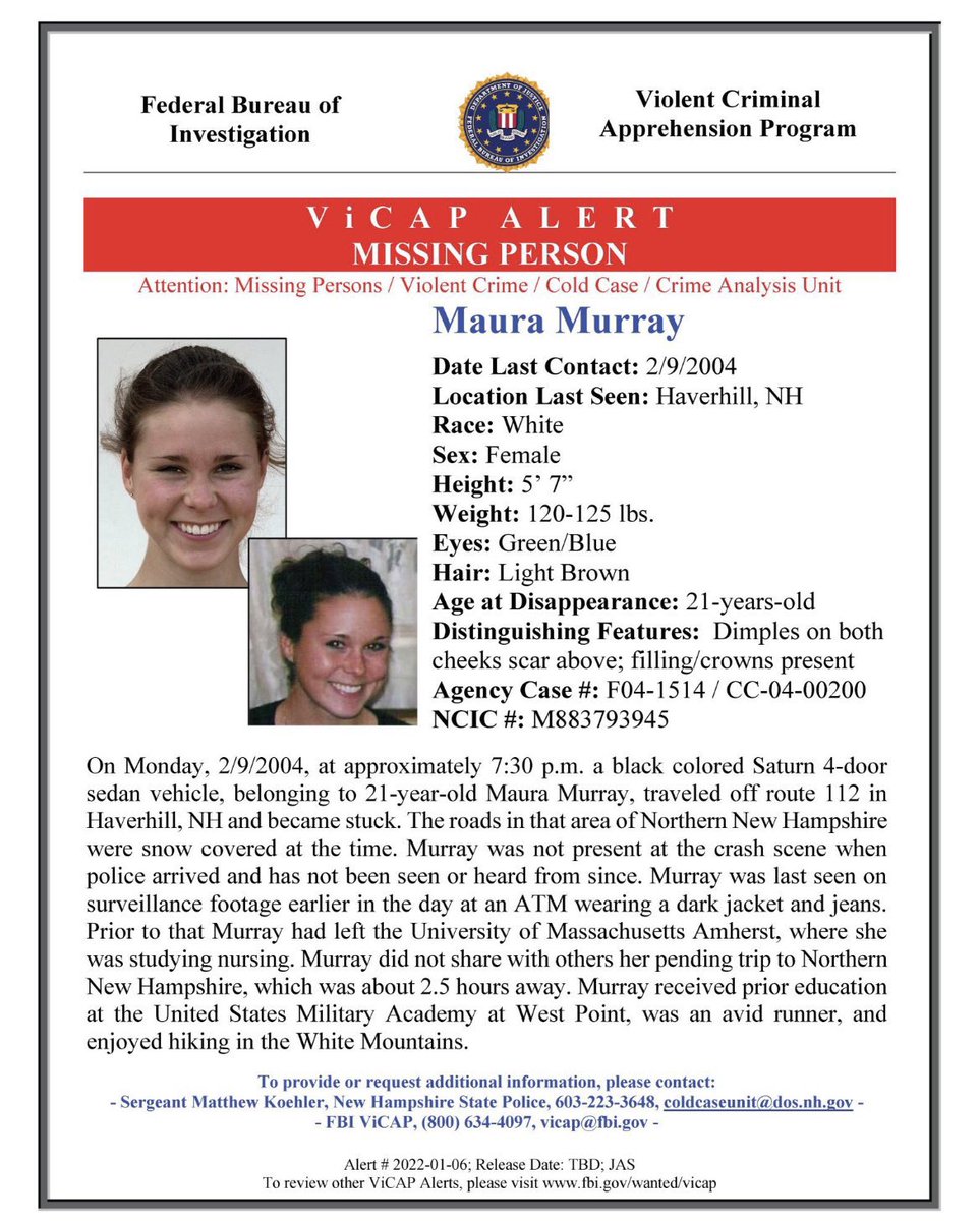 MissingCSM's tweet photo. In today's episode we speak with @LordanArts about the #disappearance of Maura Murray and the new #Vicap alert.
https://t.co/ORPVX9WOsa, https://t.co/OS0UcuK30y, https://t.co/SQLbwewN2q, https://t.co/2cC6dHUVOT
#missing #missingperson #mauramurray #crime #truecrime #podcast https://t.co/JClIP3NKnq