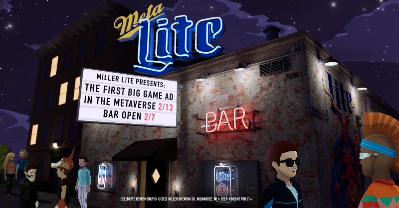 MillerLite's tweet photo. Stop by Decentraland and check out our new Meta Lite Bar for the chance to win free Miller Lite in the real world!

*NO PURCH. NEC. Open to legal res of the 50 US/DC, 21+ only. Ends 2/13/22. Rules: visit https://t.co/vRHjyM0Cop. Void where prohibited.**Awarded as $500