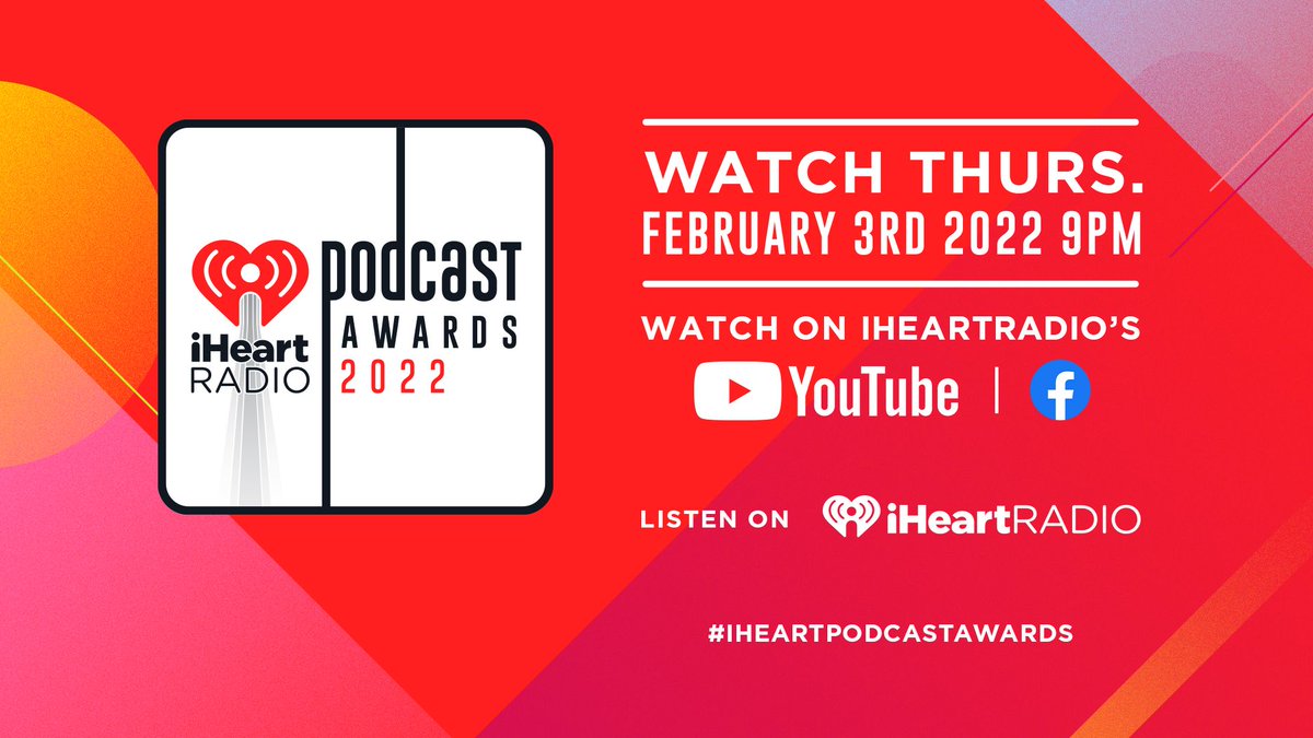 TONIGHT! @iHeartRadio is recognizing the top podcasts in America, based on the podcasts you say are the best! Welcome to the fourth-annual iHeartRadio Podcast Awards. #iHeartPodcastAwards2022 iheart.com/podcast-awards/