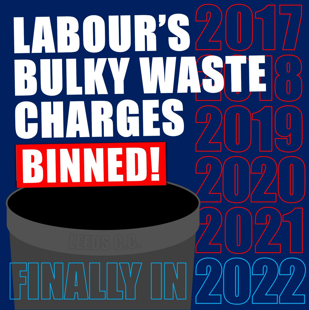 CllrSamFirth's tweet photo. 🗑 After years of pressure, Labour's bulky waste charges are finally being binned in #Leeds.

⬆️ Reported fly-tips on public land alone rose by more than 1,000% after #Labour introduced charges in 2017. https://t.co/KqtsGcsdVE