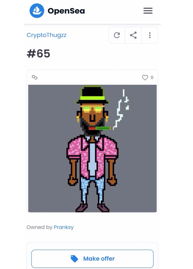 🚨 #NFTGiveaway🚀🌌

♦️ Follow me - @CryptoThugzz
♦️ RT +💜
♦️ Tag friends
opensea.io/CryptoThugzz
🏆Announced in 24H
🍀Good luck!!

#nftart #NFTCommunity #NFTCollector #NFT #nft
#NFTGiveaways #Giveaways #NFTs