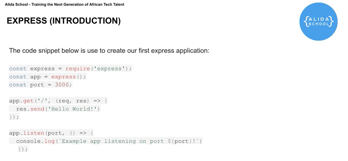 alida_school's tweet photo. First Express.js class for the backend cohort 👩‍💻👨‍💻🧑‍💻

Express.js is a back end web application framework for Node.js

#BackEndDevelopment #WebDevelopment #FullStackDevelopment #AlidaSchool https://t.co/6rlbRDA4rO