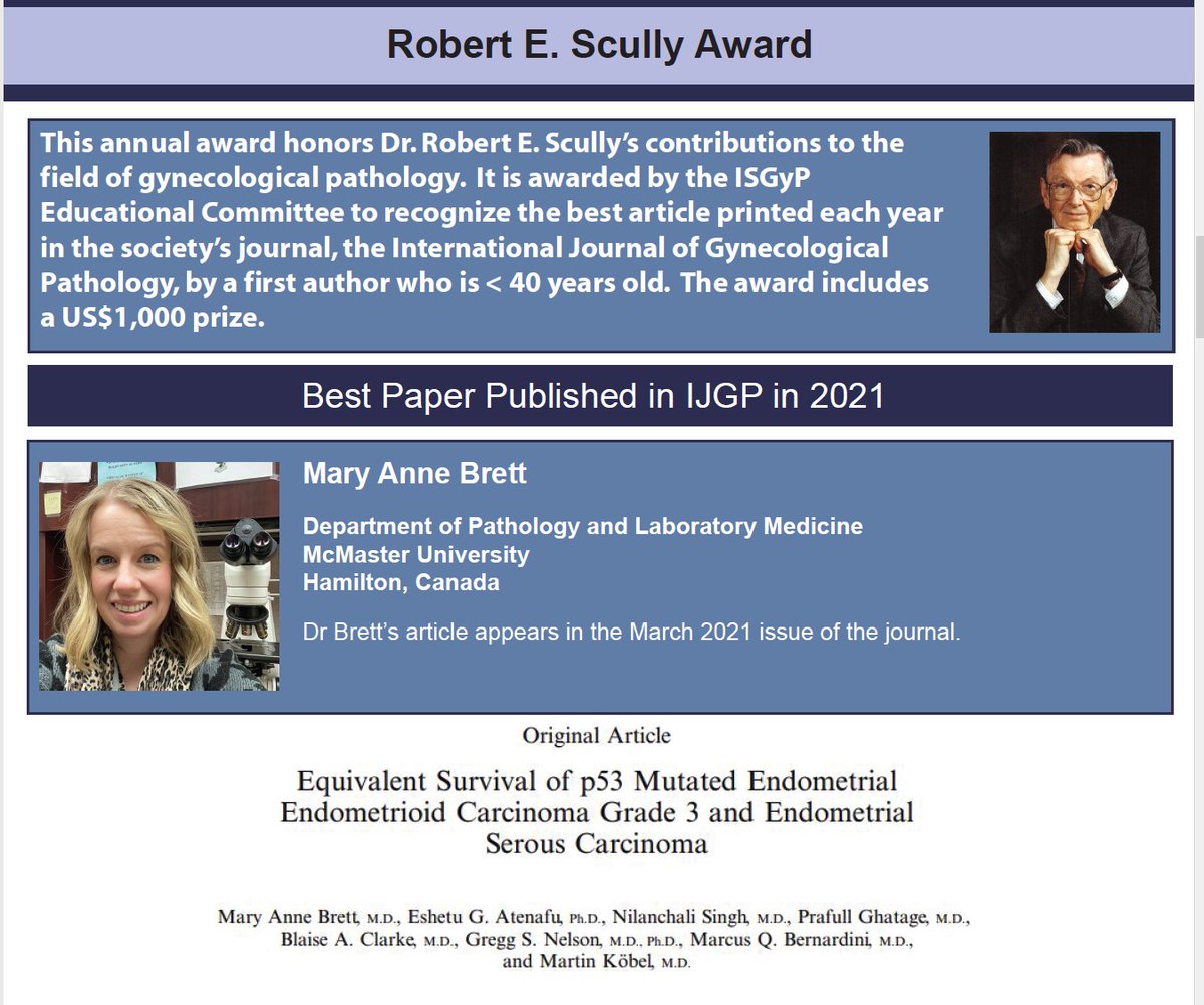ISGynP's tweet photo. Lots of things to celebrate from 2021, all included in our annual newsletter to all members. Curious? join our society to learn more!
Here is one highlight: Dr. Mary Anne Brett being received the Robert E Scully award for best paper published in @IJGynP in 2021! https://t.co/zeuN7yfTpG