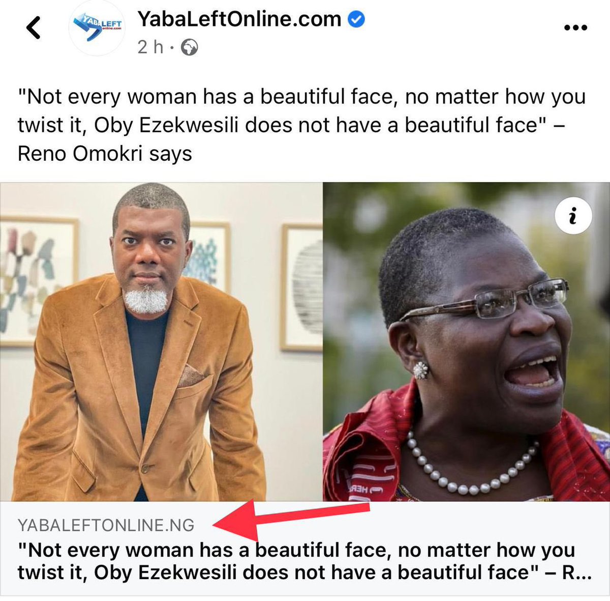 renoomokri's tweet photo. These bloggers just like screaming headlines. I was actually responding to a comment truthfully. 

I stand by my words. It is what it is. 

Oby is very, very intelligent and has some principles. But she does not have a beautiful face! Truth is bitter, but better. 

#TableShaker https://t.co/ibSc4woKJc
