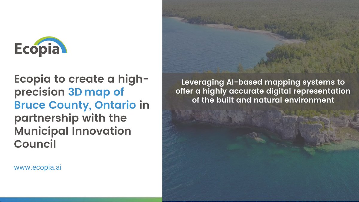 EcopiaAI's tweet photo. We're excited to announce that Ecopia AI will be creating a high-precision 3D map for the @CountyofBruce in partnership with the Municipal Innovation Council.
➡️ https://t.co/uzqM6cdKtK
cc: @OntarioNII
#MappingOurFuture #GIS #HDMaps #AI #ClimateChange https://t.co/7UVdPhcXgE