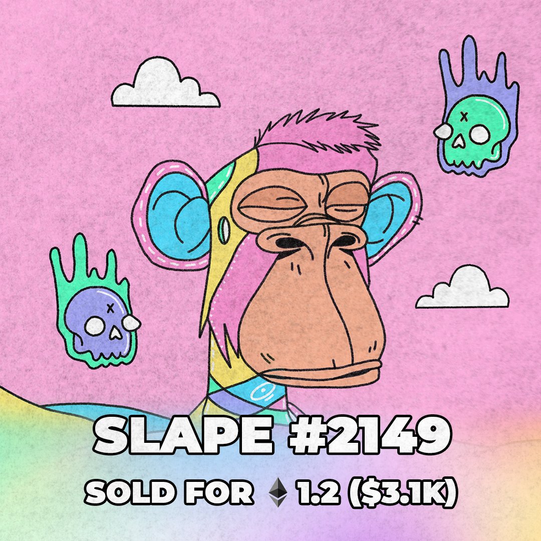 🚨 𝗦𝗔𝗟𝗘 🚨 

#SLAPE2149 has been sold for 1.2 𝗘𝗧𝗛! 🚀

opensea.io/assets/0x1e87e… 
#slapes #slapefam