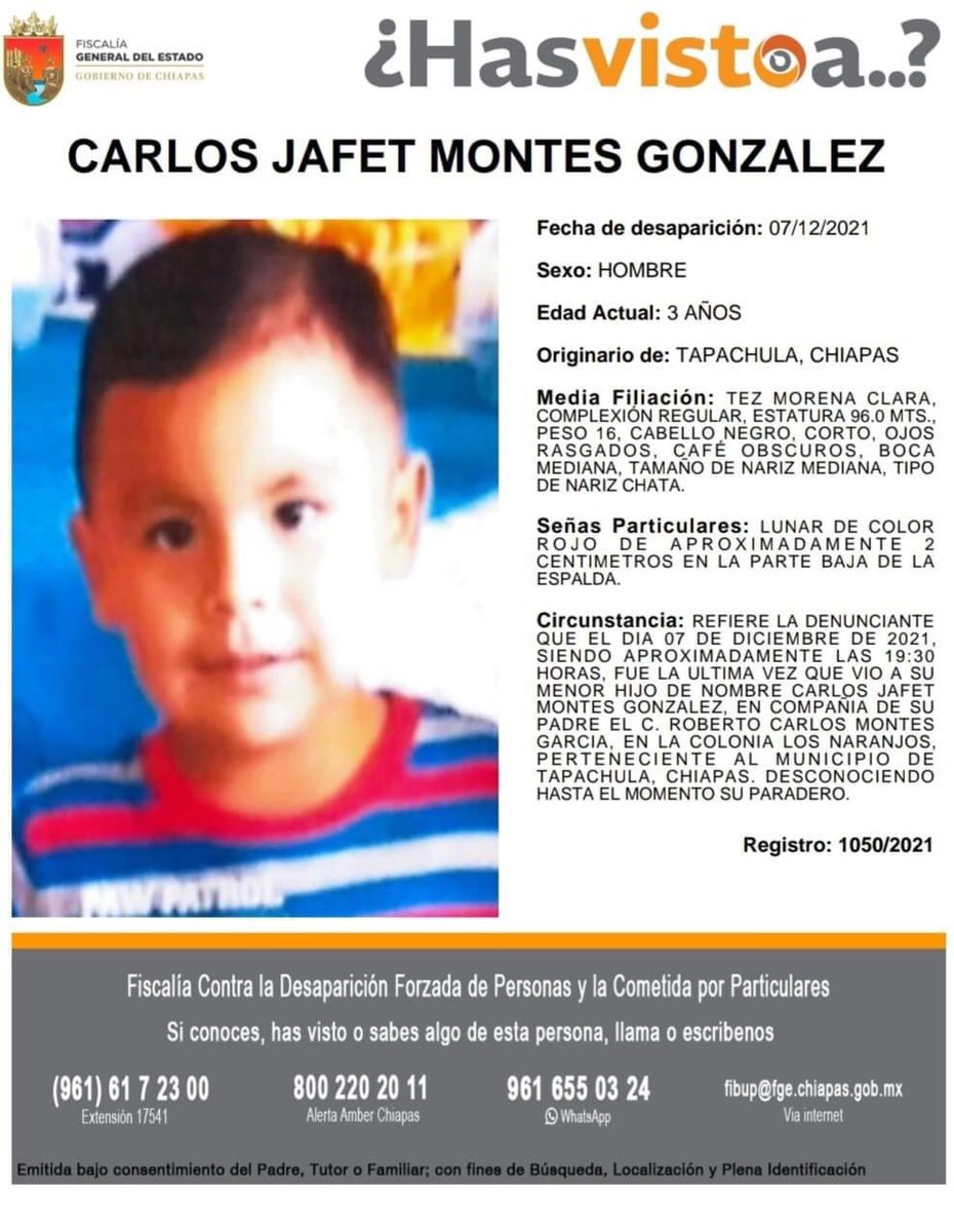 Amigos de Cd de México y Estado de México sobre todo, ayudenme a compartir, es el hijo de una amiga 🙏🏻 
La denuncia se hizo desde Chiapas pero el niño seguramente lo tienen en el edo de Mexico