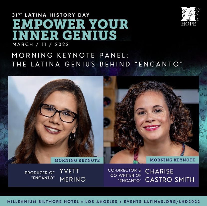 Shoutout to Yvett Merino (Zeta, Beta #16) on being Producer of the Golden Globe winning Disney movie, Encanto. ❤️ Join her and co-Director & co-Writer Charise Castro Smith at the 31st Latina History Day event! Register at @HOPELatinas #LHD2022 #IPSE