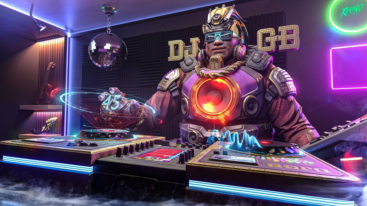 'What can I say? I love what I do.' ⭐️'DJ-#Gibraltar' Background ✅Free-To-Use PC Wallpaper! *ONLY* Just be sure to show some support ♥️🔁 🎨Designed by @RECXNCY 🔖| #apex | #apexlegends | #apexLegendsFanart