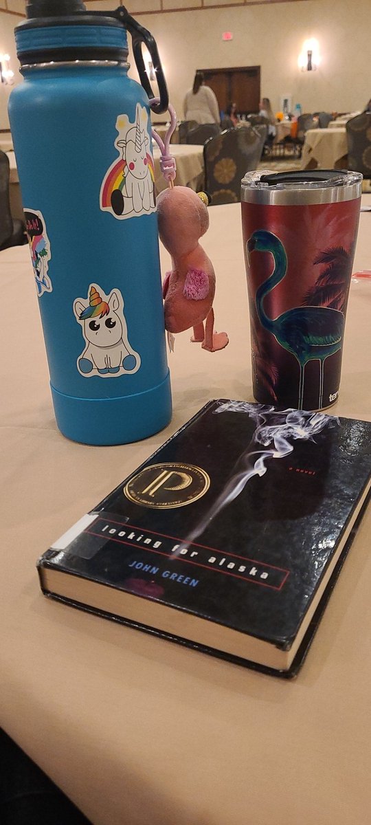 At an Early Literacy conference for #librarians today! Got my water, my coffee, and #LookingForAlaska by <a href="/johngreen/">🐢🐢🐢John Green🐢🐢🐢</a> while I wait for the next session to start!
