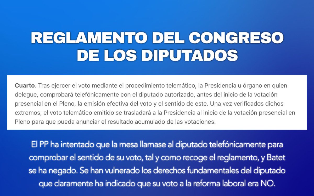 dlacalle's tweet photo. El reglamento del congreso es claro. Batet es la que lo ha ignorado. https://t.co/GN6Gur2Y5j