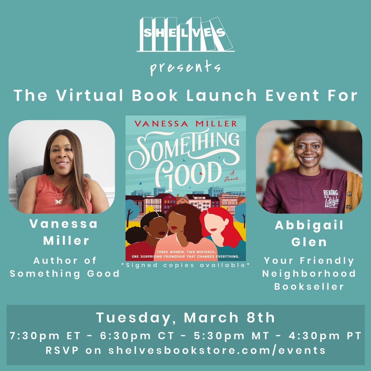 Get ready! My release day event will be hosted by @shelvesbookstore. It will virtual. I will have prizes. Sign up to attend. It's free:
shelvesbookstore.com/events/ 
#books #bookworm #booksforlife #reading #reader #readers #lovereading #booklover #bookaholic #booknerd #bookaddiction