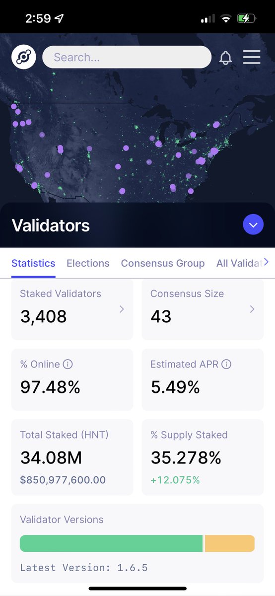 BrandonLo_pez's tweet photo. 35% of total HNT circulating supply staked and rising by the day 💯33 total validators added in the past hour @helium . If this isn’t bullish , idk what is ? 👍🏼 https://t.co/h9cEH9ZFAx