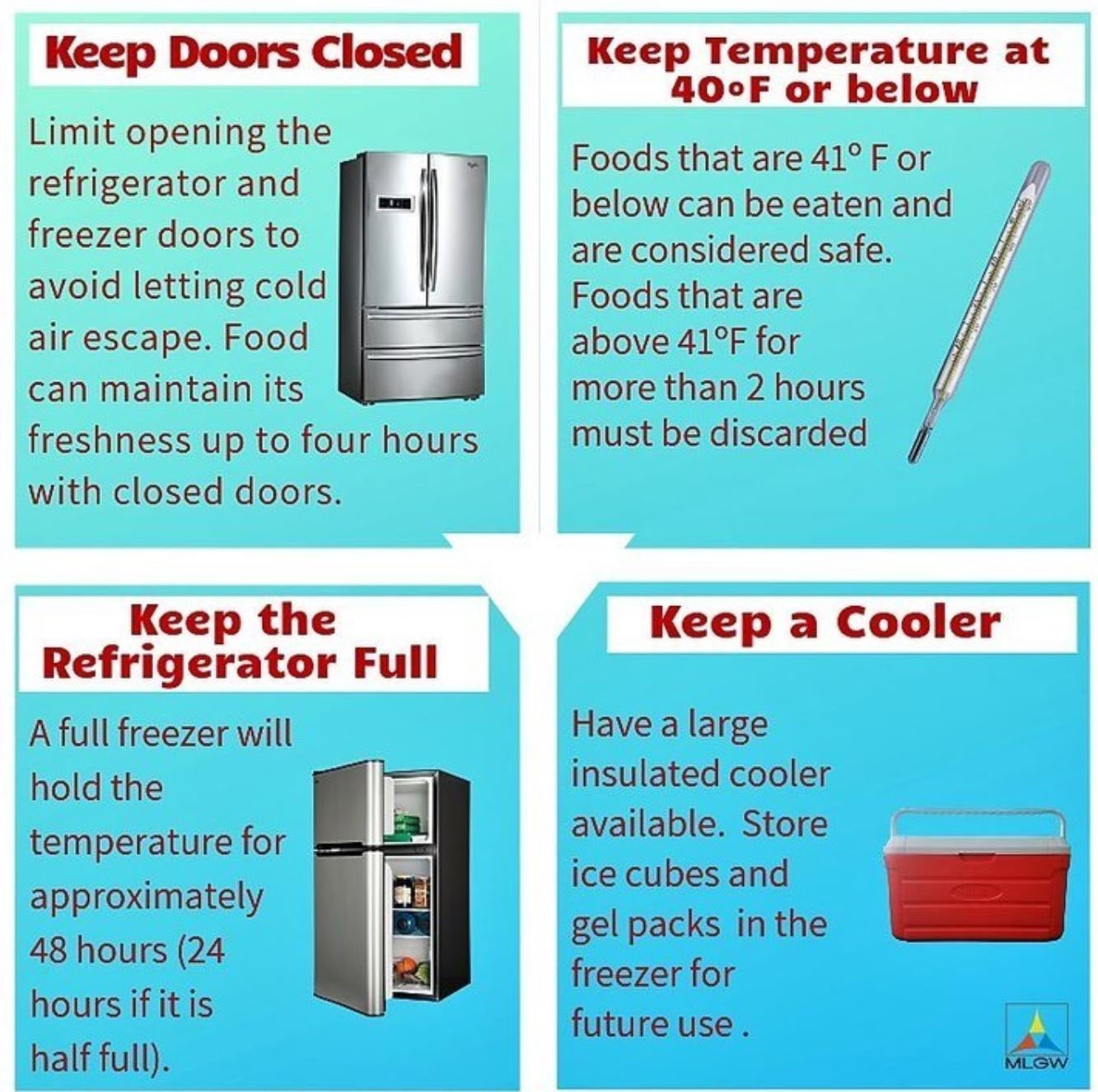 Mlgw Keeping Your Food Fresh During A Power Outage Can Seem Overwhelming But There Are Simple Steps You Can Take To Prevent Your Food From Wasting Check Out Outage Tips