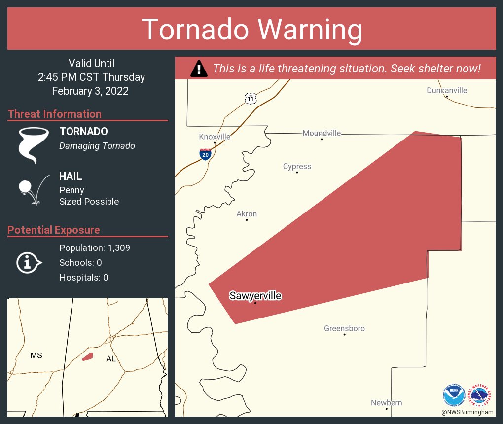 NWS Tornado on Twitter "Tornado Warning continues for Sawyerville AL