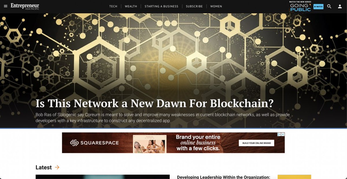 We're humbled to be featured on the home page of <a href="/Entrepreneur/">Entrepreneur</a>. 

A great article on how Coreum can potentially play an important role in the future of DeFi and d'Apps.

Is This Network a New Dawn For Blockchain?

Read: entrepreneur.com/article/416414

<a href="/realSologenic/">Sologenic</a>