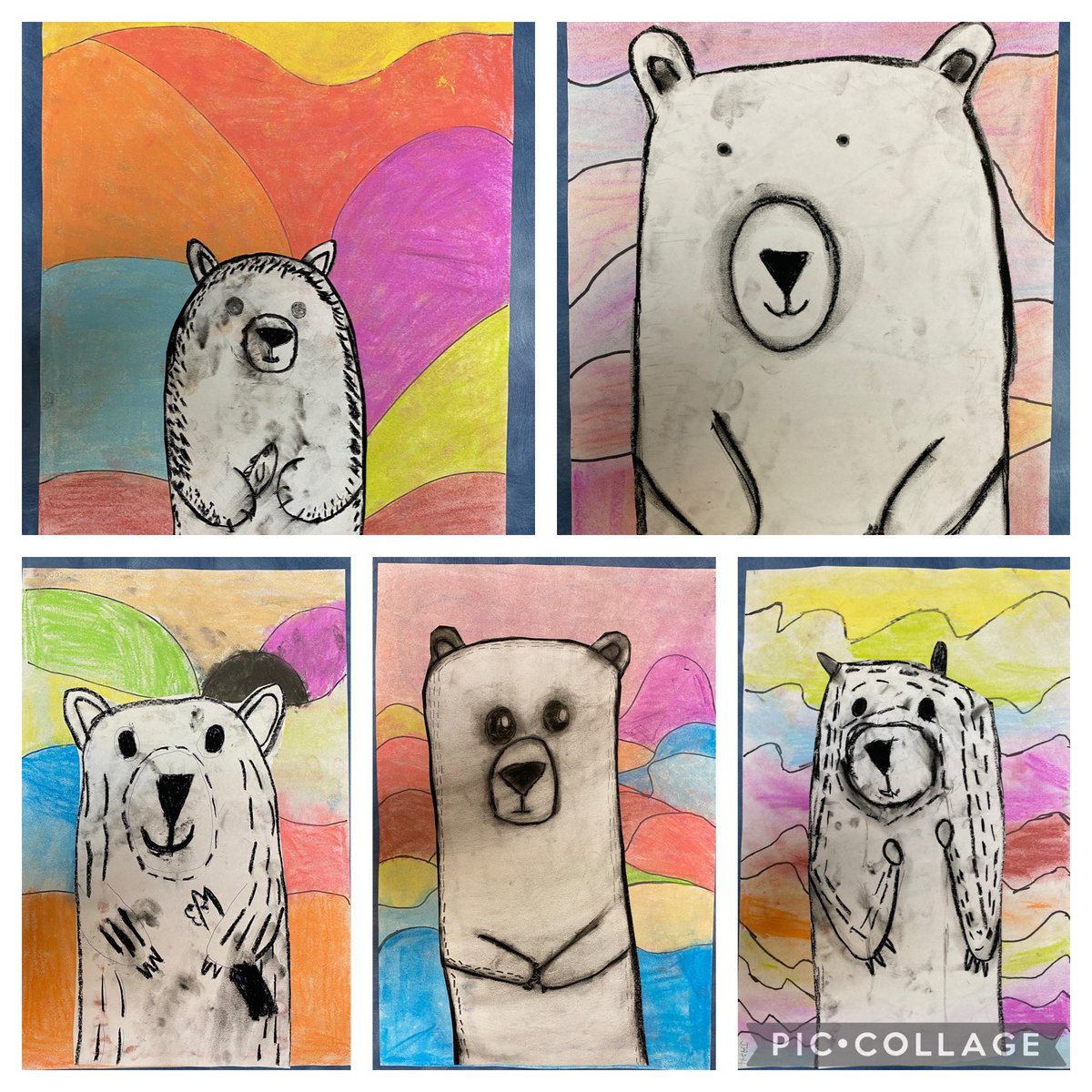 CHANDERPRABHA15's tweet photo. Students of room 219 created arctic landscapes inspired by Ted Harrison and used chalk pastel polar bears with Ms. Swaine. #tedharrison #tedharrisonart #chalkpastels #WinnipegSD @WinnipegSD https://t.co/25ZGCJEAWX