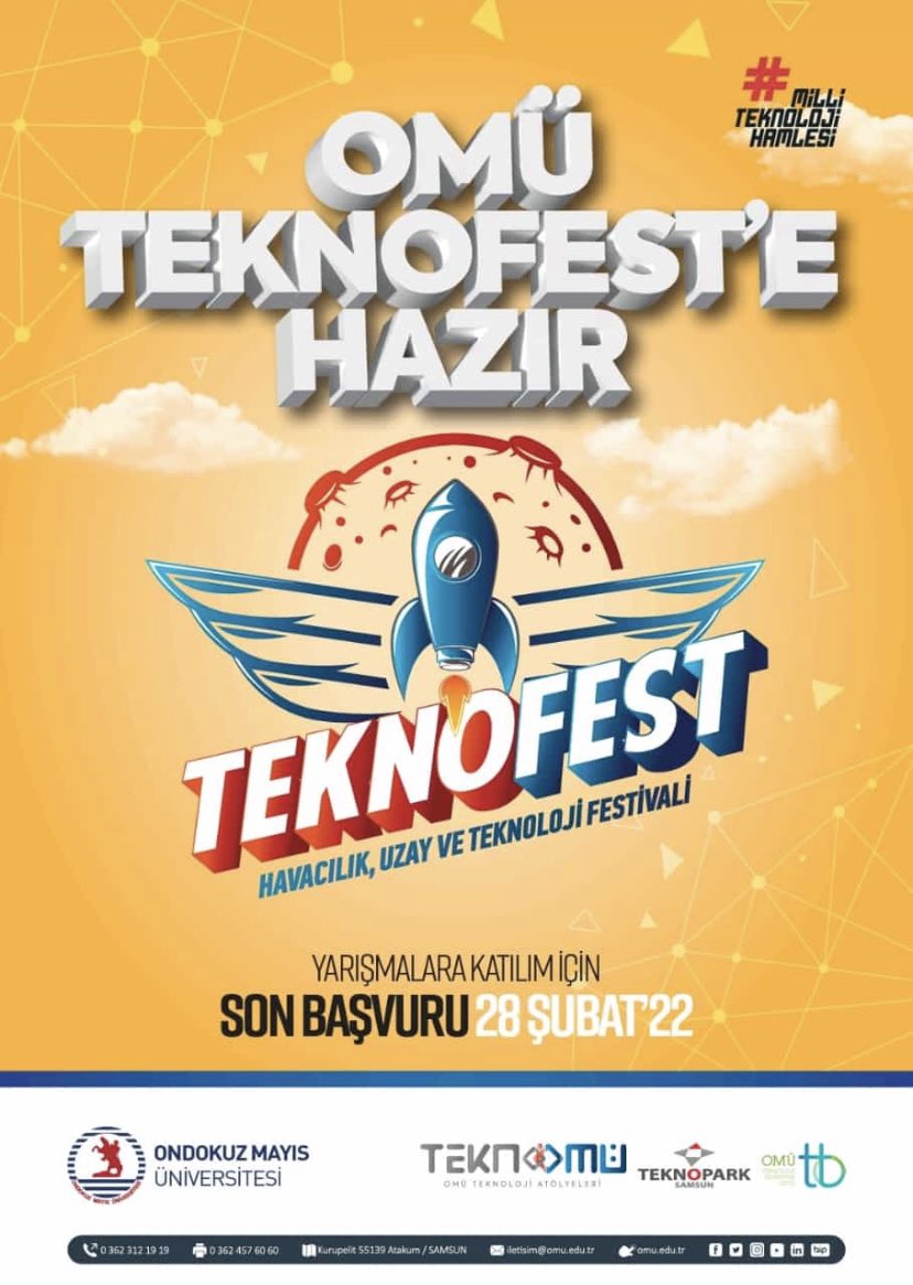 OMÜ ayakları yere basmayan festival #TEKNOFEST’in büyük heyecanına ortak olmaya hazır! 

Siz de bu festivalin macera ve heyecan dolu atmosferine eşlik etmek istiyorsanız 🤩

⏳Son başvuru:28 Şubat ⏳