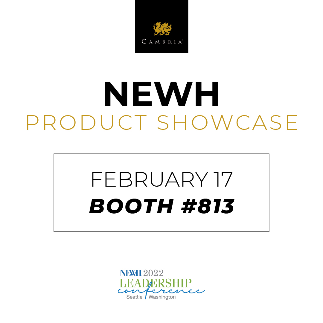 QuartzKBourassa's tweet photo. We will be exhibiting and attending the NEWH Leadership Conference in Seattle.  Swing by and see some exciting new designs and innovative applications from Cambria. @cambriasurfaces #hospitalitydesign #boutiquedesign #learning  #networking #opportunityisunlimited #wearecambria https://t.co/zj12ppsttY