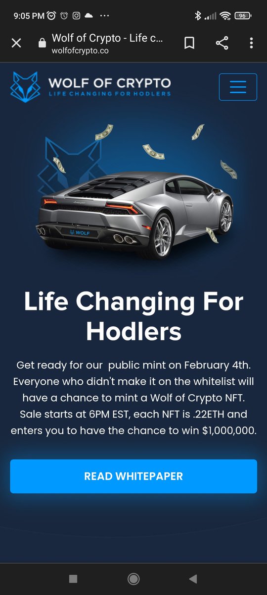 Grow4TheGold's tweet photo. This is happening now! 1,000,000 dollar will be given away in days! Make money while you sleep! Public sale starts in hours! Holders this is your chance. @WolfofCryptoNFT https://t.co/6tYBfaoiJb