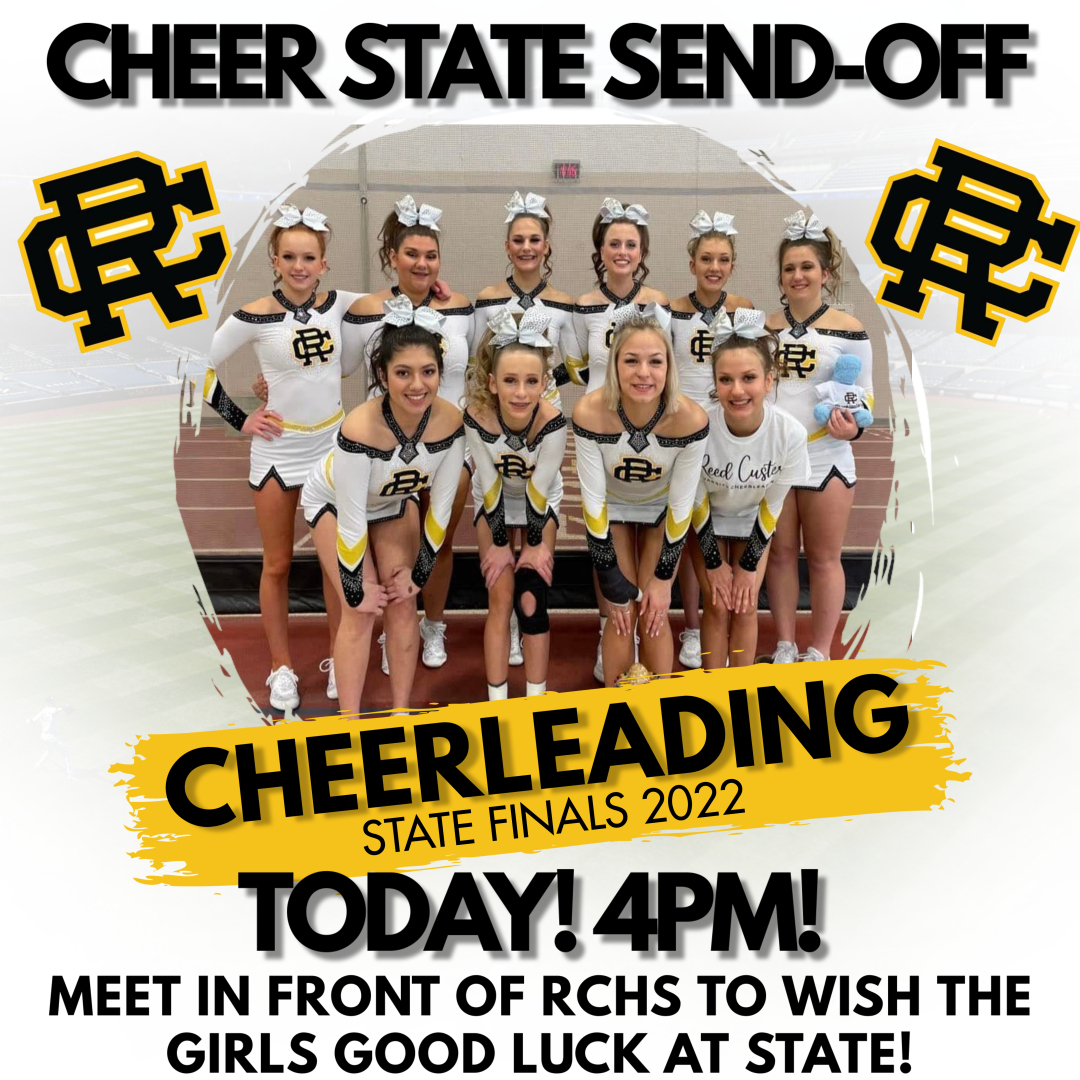 📣Reed-Custer Fans!!
Please take a few minutes to come out to RCHS today at 4pm to help us send our RCHS Competitive Cheer Squad off to IHSA State Competition with some Good Luck! <a href="/RCHSCheer21/">RCHS Cheerleading</a> <a href="/reedcuster_fans/">Reed Custer Fans</a>