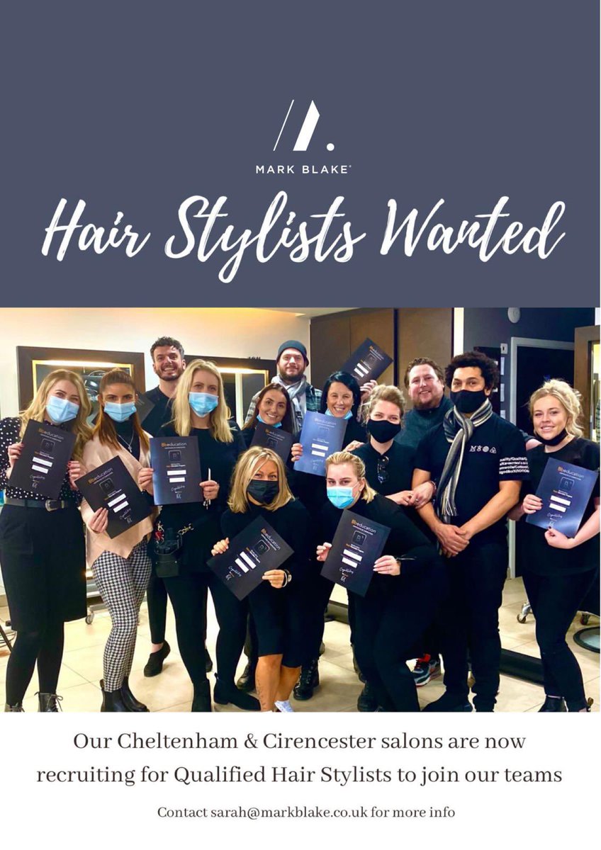 We are recruiting 

Email sarah@markblake.co.uk 

#markblakehair #cirencester #cheltenham #glosjobs