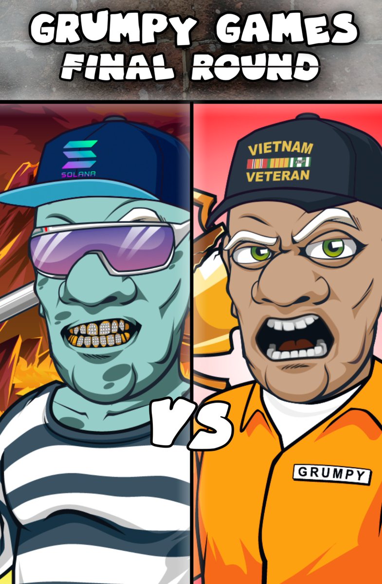 Only 2 Grumps remain! 😬

Final round is tomorrow ⚔️
@captjts vs. mwhit050 

The winner will win 1 SOL + a Free Grumpy #NFT

👉 instagram.com/grumpygrandpas…

#GrumpyGrandpas #SolanaNFTs #NFTs #SolanaNFT