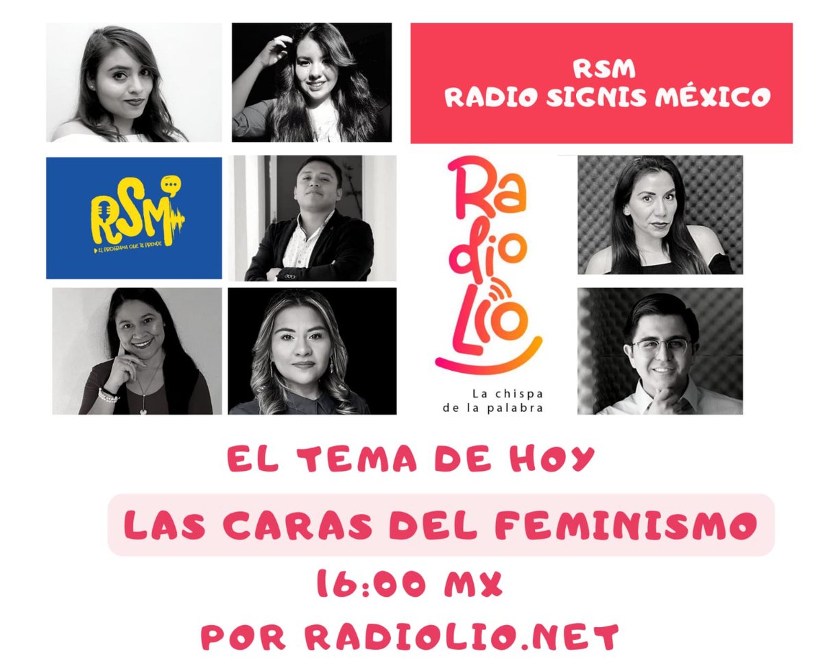 No te pierdas HOY un nuevo de programa #RSM, con un tema muy interesante: Las caras del #feminismo
En punto de las 16:00 MX por RadioLío radiolio.net

Únete a la aventura de #RSM Radio SIGNIS México

<a href="/SIGNIS_ALC/">SIGNIS_ALC</a> 

#Radio #Signis #México #América