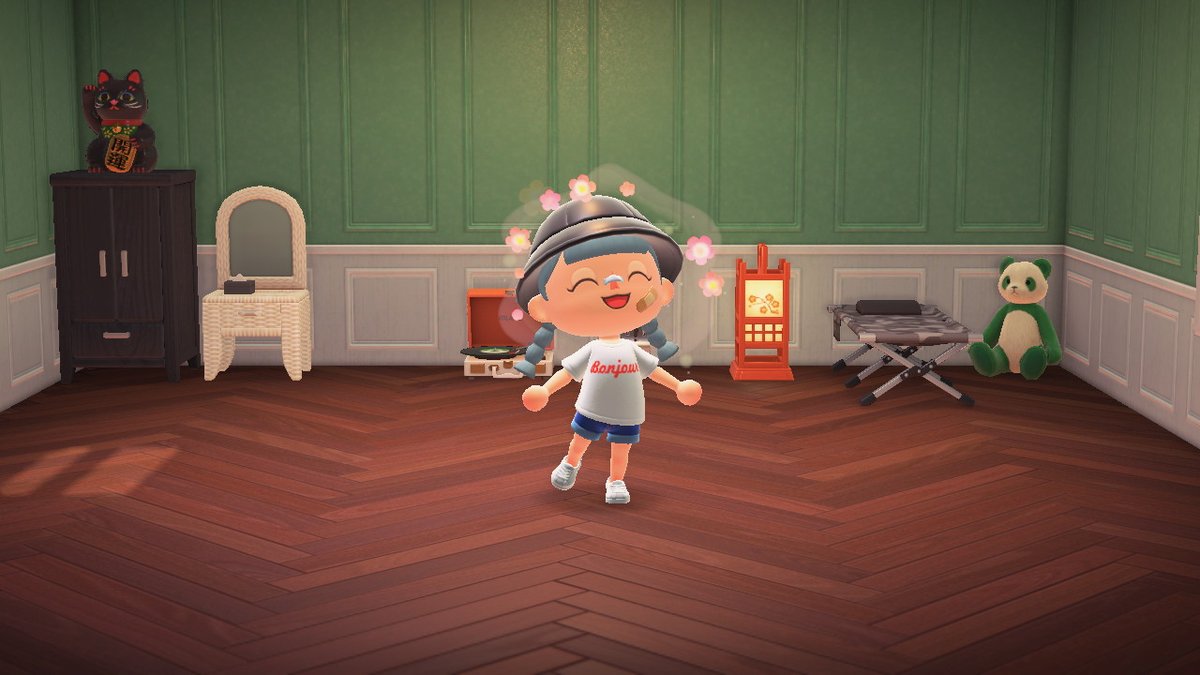 chaoticdeann's tweet photo. New outfit! cute new reactionwhen taking photos! and new flooring&amp;wallpaper! I'm happy how its all turning out!(:  #AnimalCrossing #aesthetic #ACNH #NintendoSwitch #newhorizons https://t.co/P9ltTaJHwa