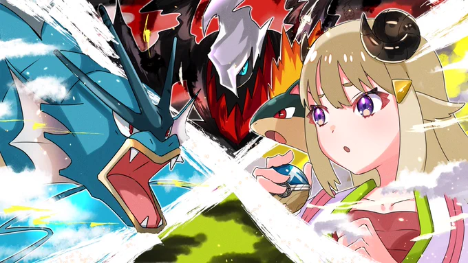 わためvsギャラドスvsダークライ&amp;サークライ
#ドドドライブ
#つのまきあーと 