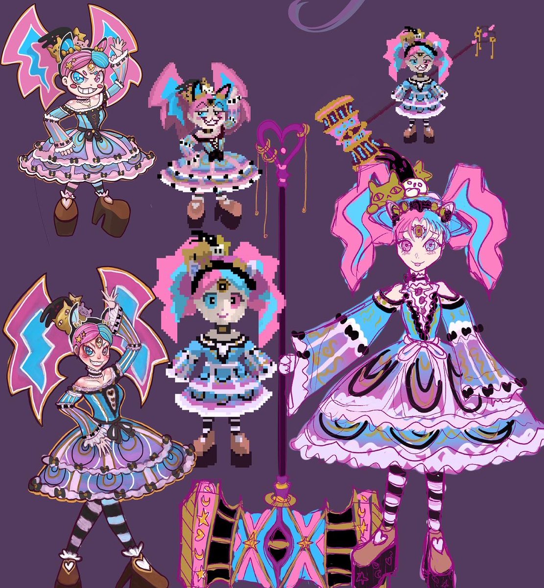 Iterumoficial's tweet photo. Un poco tarde pero tenía ganas de publicar algo. Una linda Arellys en varias versiones incluyendo su boceto inicial💕✨🌸

Y quería recordarles que el domingo subiré mi entrada al concurso de dibujo de @eSponsorGG ! Si alguien quiere participar aun hay tiempo☺️✨

#OC #indiedev https://t.co/xdmmZoosfF