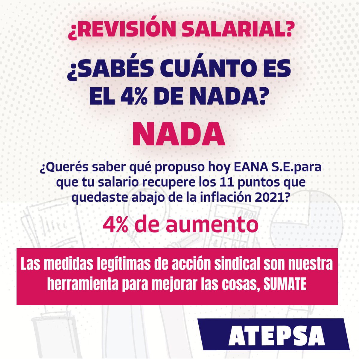 📣 En el ámbito de la conciliación obligatoria, esta tarde fuimos convocados junto a EANA para tratar de acercar posiciones en el conflicto. 

🔴 El resultado, lejos de lo esperado, mostró una vez más a una <a href="/EANAoficial/">EANA</a> que intenta dilatar las soluciones.