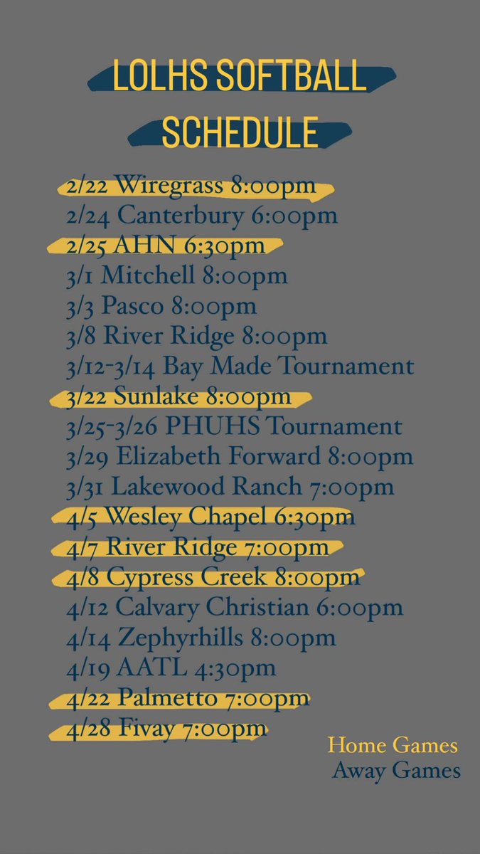 Check out our 2022 spring schedule!! Can’t wait to get the season started!🐊💪🏼 @LOLHSathletics @BMFastpitch