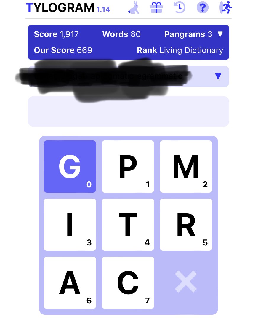 dannettev's tweet image. So I’ll leave at this. Found 3 #pangrams #tylogram ⁦@shunn⁩ ⁦@tylogramsolver⁩
