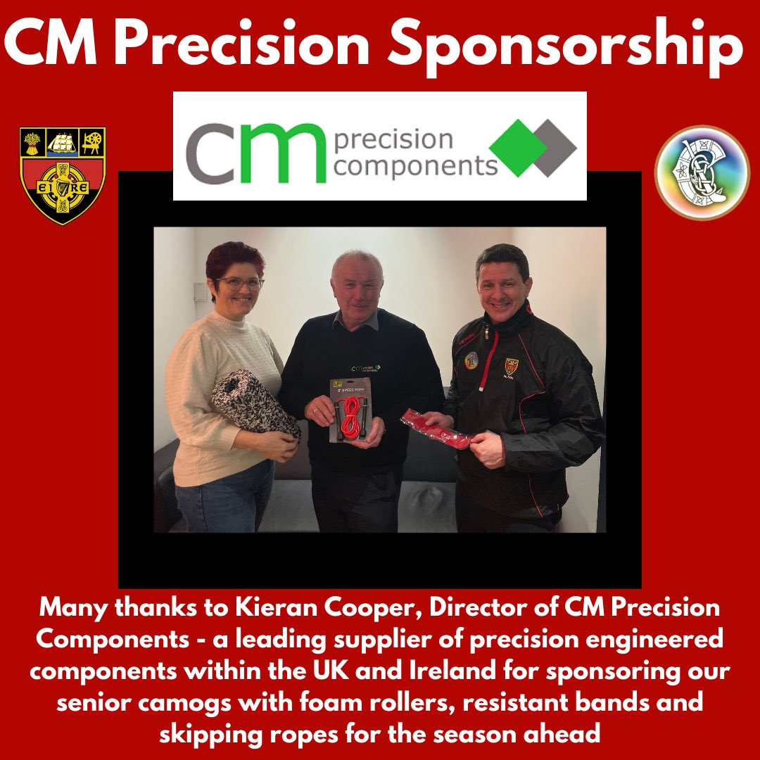 Many thanks to Kieran Cooper, Director of CM Precision for his generous sponsorship to the senior camogs. 

Kieran's support is greatly appreciated. 

🔴⚫️