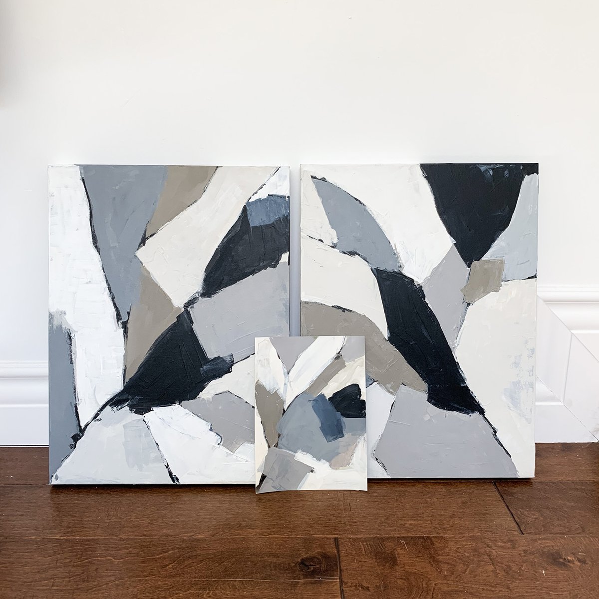 The little painting on paper was a study I did for the two larger pieces (both 18x24" on canvas). All are now available as originals! 🤗

Find them here: jettyhome.com/collections/or…