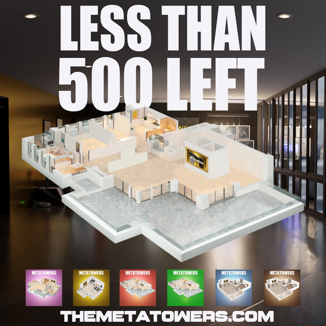 🌆Less Than 500 LEFT On Public Mint!🌆

Only Use Official Links ↙️
Link In Our Bio:
themetatowers.com
Price 0.3ETH + Gas

🎁 5 ADDITIONAL Of Our Lucky Minters That Mint The LAST 500 Will Receive 1 ETH each 🎁

#NFT #NFTs #NFTMint #nftminting #NFTdrop
