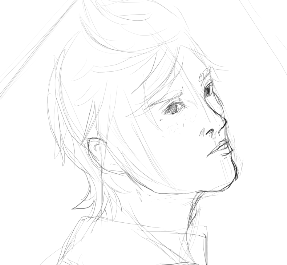 ArtAugo's tweet photo. Here's a Prompto sketch. https://t.co/lVqnQwe7XM