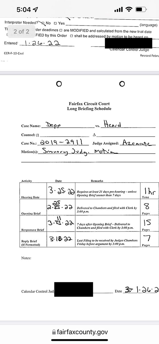 LauraBockov's tweet photo. Update. Johnny Depp vs Amber Heard (Fairfax)
JD has filed for a Summary Judgement
Hearing: 3/25/22
Opening Brief: 2/25/22
Response Brief: 3/11/22
Reply Brief: 3/18/22
This could pertain to her Counterclaim or Johnny’s Claim https://t.co/TY05xeor2u