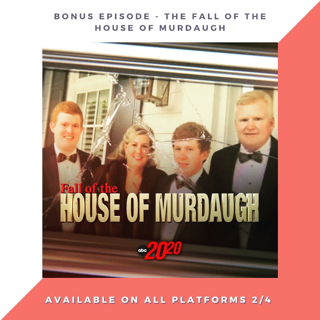 WhatACrimePod's tweet photo. It’s bonus episode time! Carly &amp; @PinkyTaughtMe will recap @ABC2020’s “Fall of the House of Murdaugh” episode, based on a series of murders surrounding the Murdaugh family. We’ll be following up on Episode 35’s Crime of the Week segment &amp; encourage you to catch the rerun on @hulu https://t.co/RUWzJf3FpF