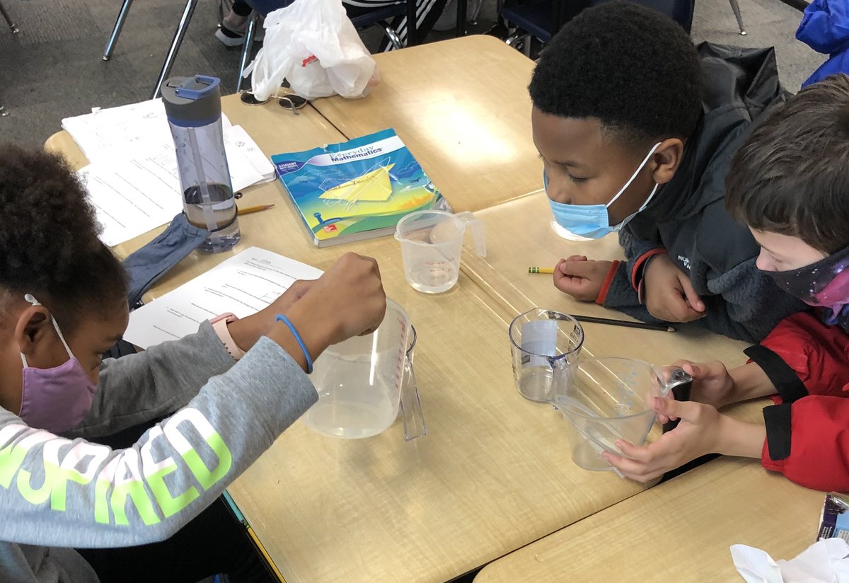 Today our #math journals stayed closed while we worked in teams using measuring cups to solve fraction division problems. It got a little messy, but it sure was fun.