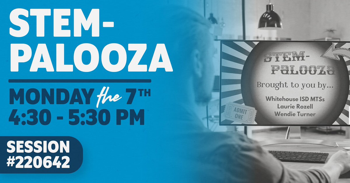 #TCEA22 is right around the corner! While you’re there, check out STEM-Palooza, an informational session by our friends at <a href="/WhitehouseISD/">Whitehouse ISD</a>. You won’t want to miss out! #TCEA #ElementaryMountainMovers