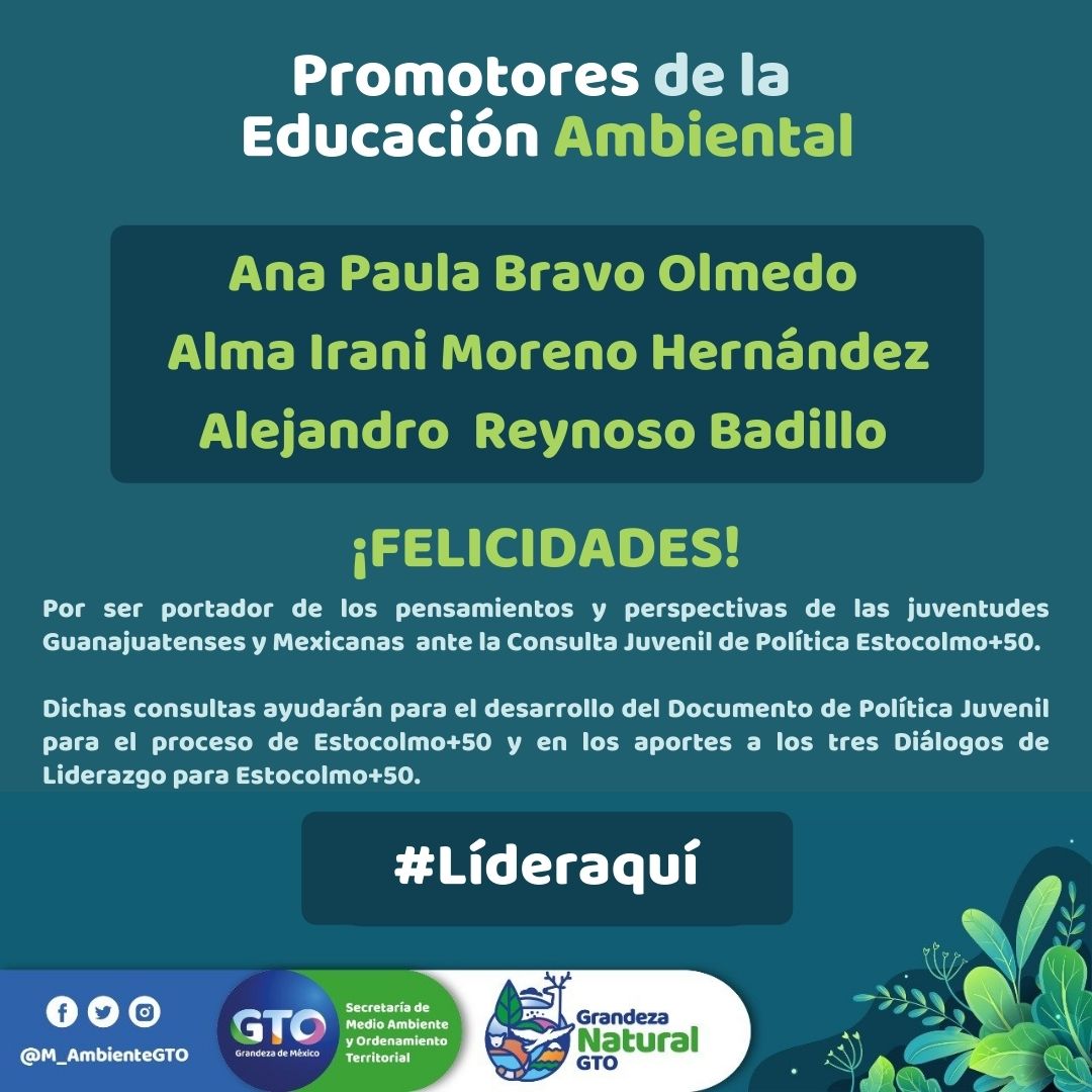 aguagobgente's tweet photo. 🗣️#LíderAquí | Reconocemos el acompañamiento y deseamos el mejor de los éxitos a nuestros representantes internacionales que completaron satisfactoriamente el reto para participar en "Stockholm+50 Youth Policy Consultations",
¡Enhorabuena! Líderes por un #GTOSustentable🥳🌎🙌🏾 https://t.co/cQy3gTecOe
