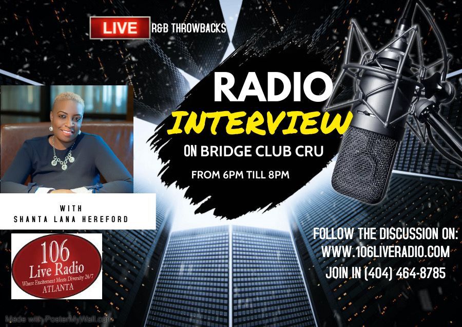 Tune into 106 Live Radio this evening at 6 pm (EST) for a LIVE interview with Her Excellency, Shanta Lana Hereford. 

Call in (404) 464-8785 or Download the 106LiveRadio App!

Watch on 106LiveRadio.com or YouTube! 

#buildyourbrandnow #entrepreneur #BuildYourLegacy