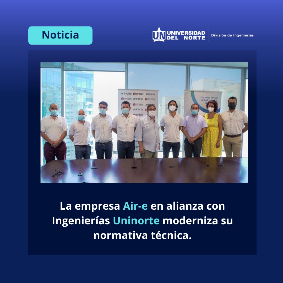 inguninorteco's tweet photo. La empresa @Aire_Energia  modernizó su normativa técnica con el apoyo de investigadores de ingenierías de @UninorteCO. Gracias a esta alianza, la compañía puede optimizar proyectos y estar a la vanguardia de la normativa internacional.

Noticia completa en la biografía. https://t.co/95Cfp2B0G5