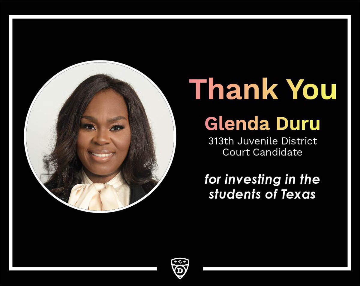 We would like to thank <a href="/Duru4Judge/">Glenda Duru</a> for their gracious donation to help fund our convention and supporting students here in Texas.