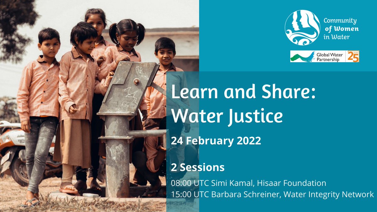 Want to talk about #waterjustice as #womeninwater?

Join us for one of two sessions at either 8:00 UTC (cwiw.org/events/feb22ju…) or 15:00 UTC (cwiw.org/events/feb22ju…)

@sdelarosasolano @ehameeteman @May_Sule @SaskiaNowicki @Katselenataylor