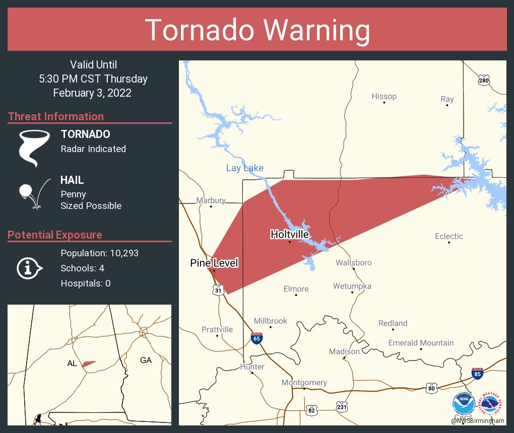 NWS Tornado on Twitter "Tornado Warning including Pine Level AL