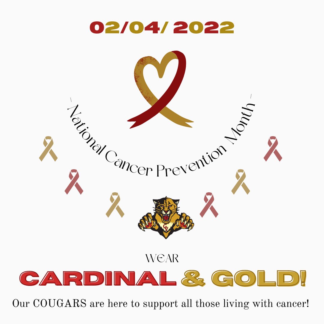 cougar_crossing's tweet photo. Friday wear your ❤️💛 #cancer_awareness #cancer_prevention https://t.co/LpoXMyO1Kg
