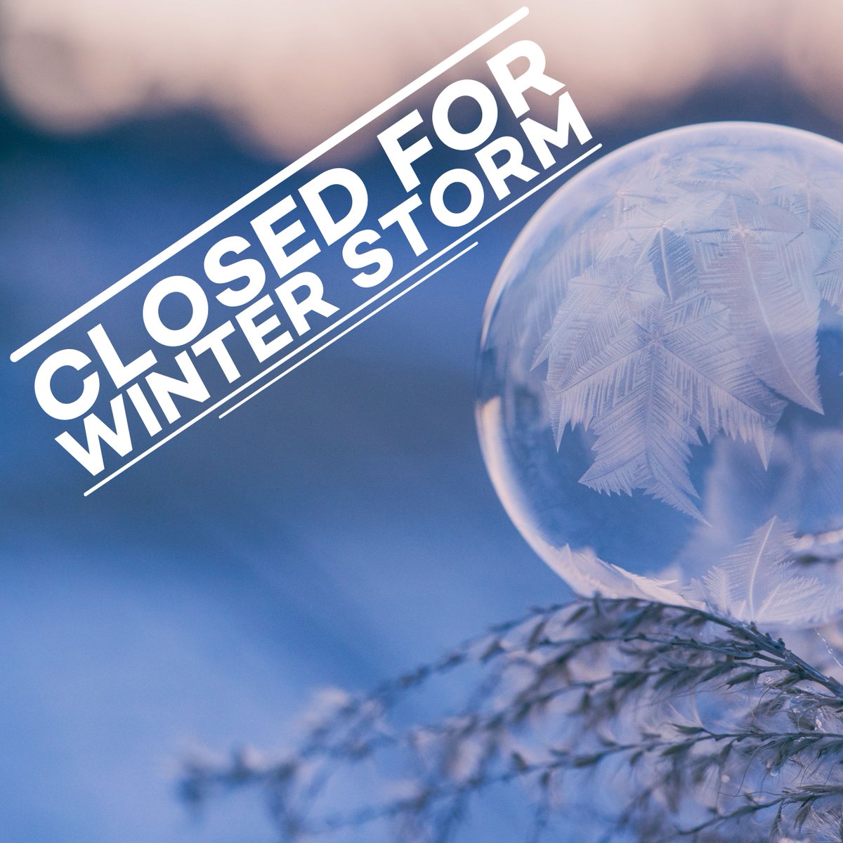 Roadways continue to be icy in our area.  All locations will be closed on Friday, February 4th.  We look forward to seeing you on Saturday!  Stay safe!